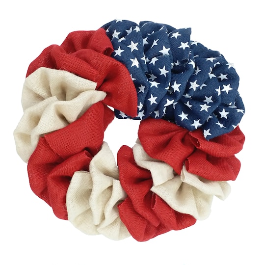Red, White & Blue 20" Burlap US Flag Wreath by Celebrate It®